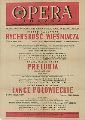 Plakat do spektaklu: Cavalleria rusticana, PRELUDIA, Polovtsian Dances