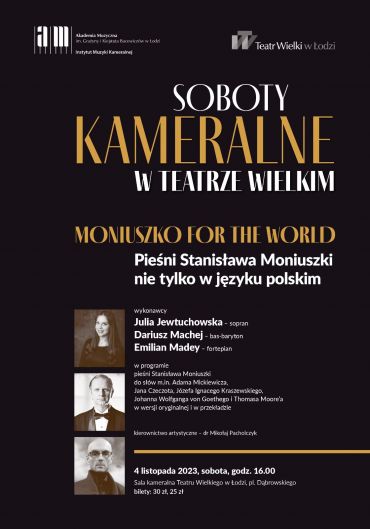 Poster for the spectacle: CHAMBER SATURDAYS: ACADEMY OF MUSIC CONCERT - Moniuszko for the World