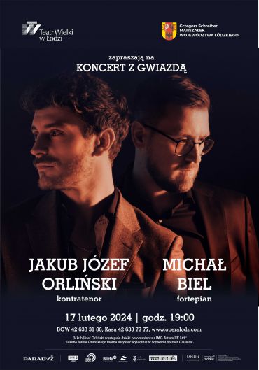 Poster for the spectacle: CONCERT WITH A STAR: JAKUB JÓZEF ORLIŃSKI AND MICHAŁ BIEL