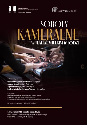 Plakat do spektaklu: SOBOTY KAMERALNE W TEATRZE WIELKIM W ŁODZI