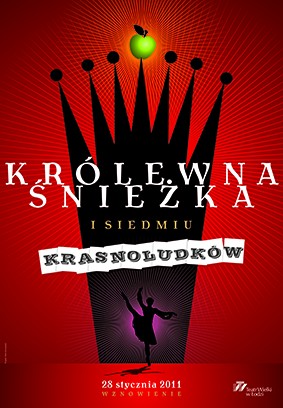 Plakat do spektaklu: KRÓLEWNA ŚNIEŻKA I SIEDMIU KRASNOLUDKÓW